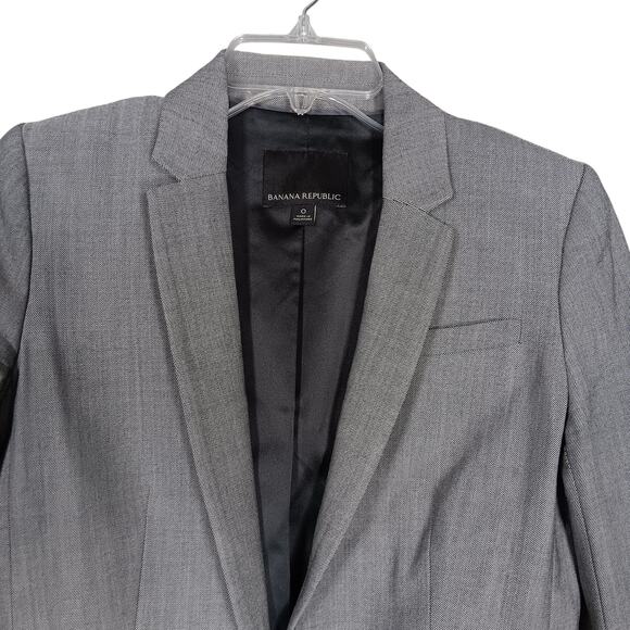 Banana Republic New LWW Blazer Gray One Button Front Closure 3 Pockets Lined - Picture 2 of 8